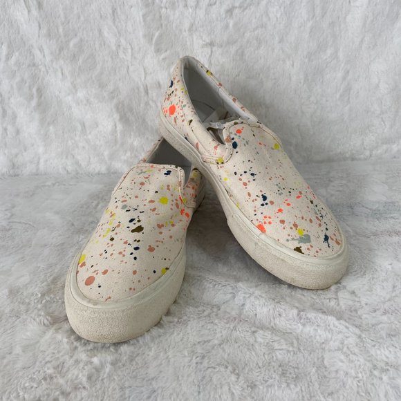 Madewell Sidewalk Slip-On Sneakers Womens 9M Paint Spattered Recycled Canvas - Picture 7 of 12